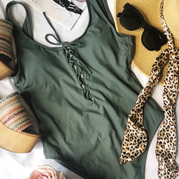 Xhilaration Other - Xhilaration Olive Green One Piece Bathing Suit M